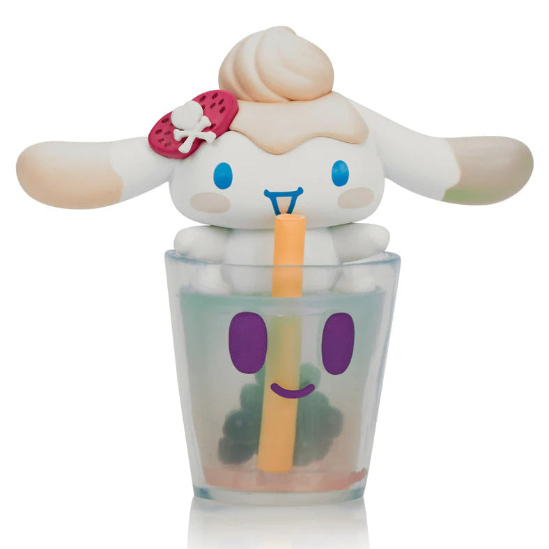 Close-up of Cinnamoroll figurine styled as Strawberry Milk with pearlescent finish