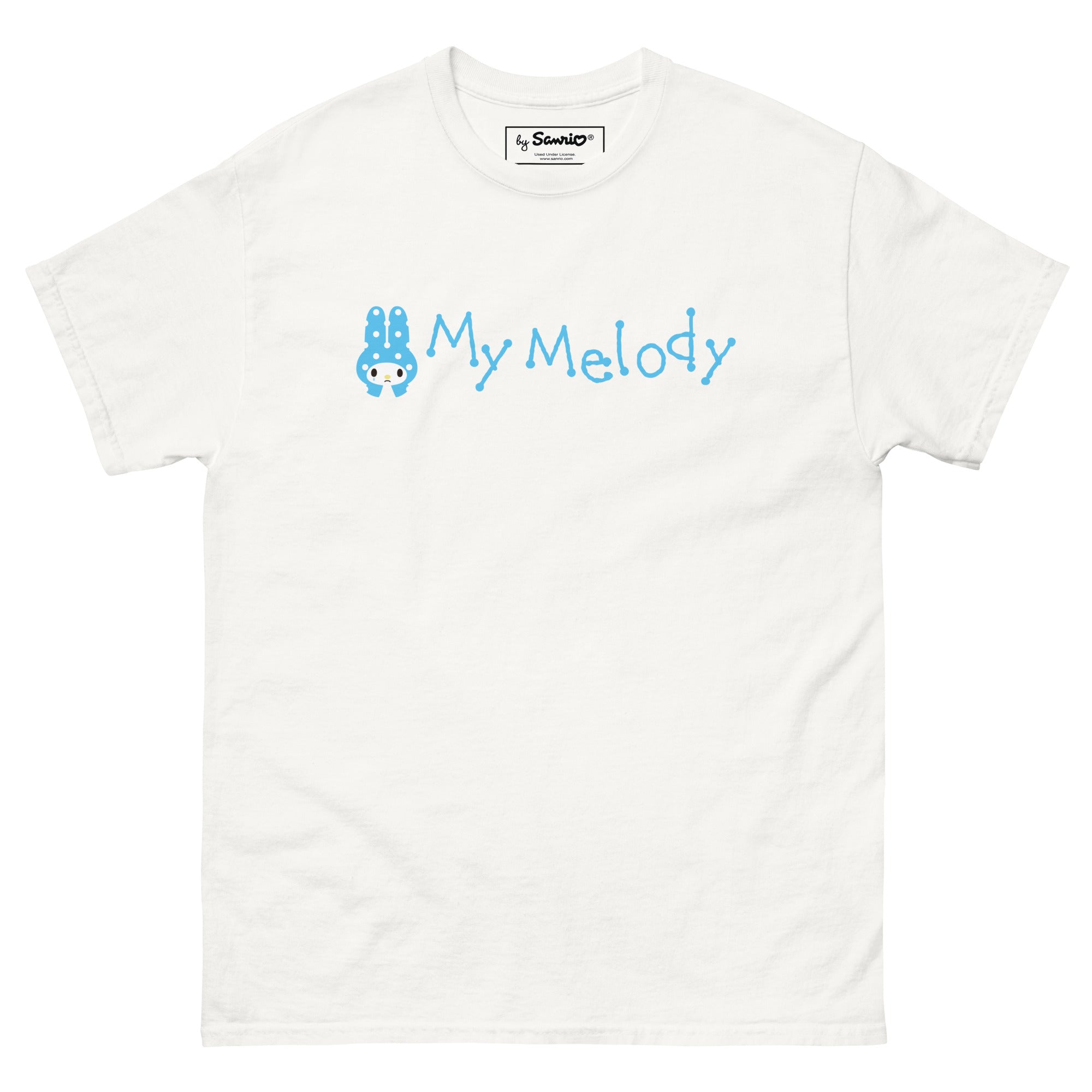 My Melody logo t-shirt front view, showcasing the limited edition design in vibrant colors