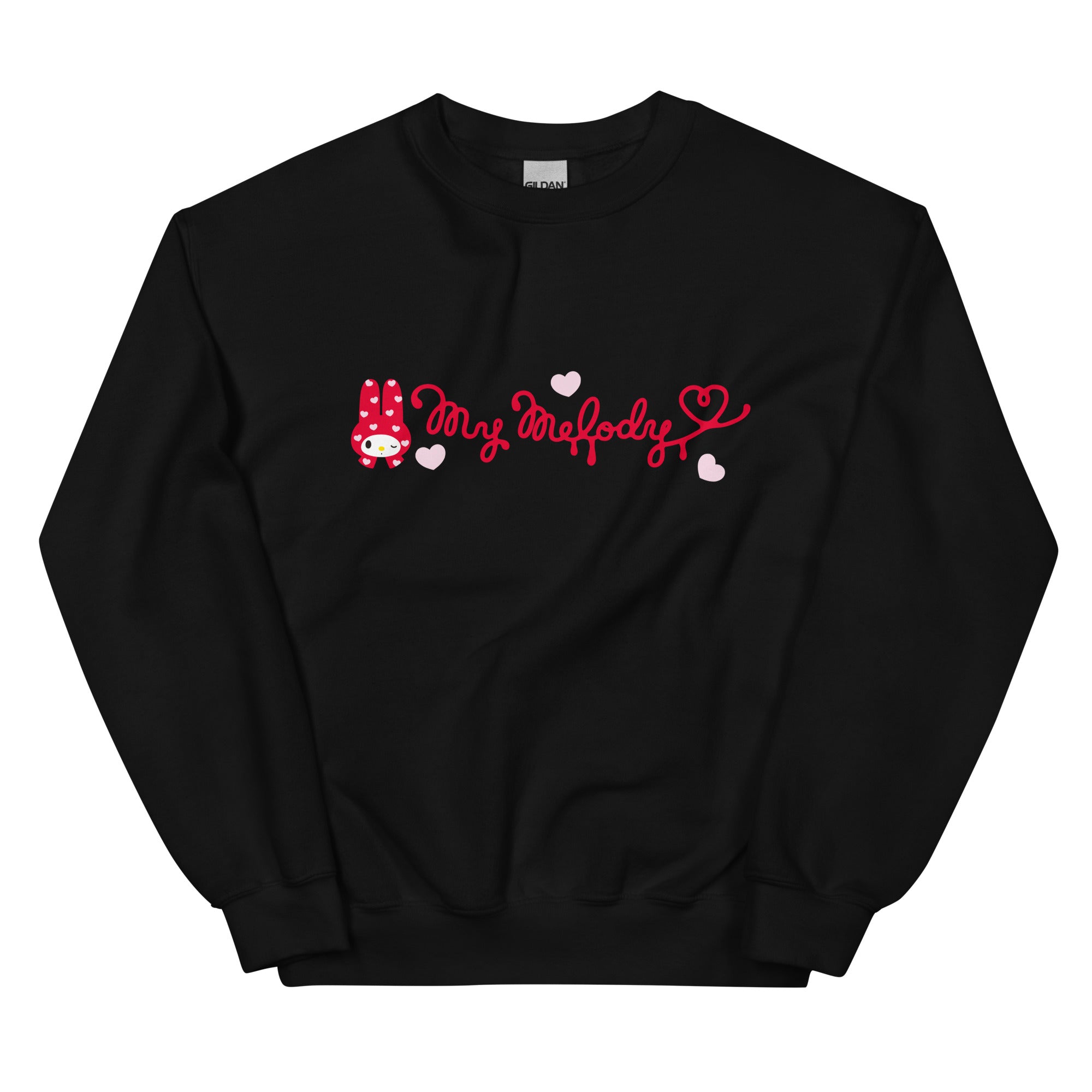 Front view of My Melody Classic Striped Oversized Crewneck Sweater