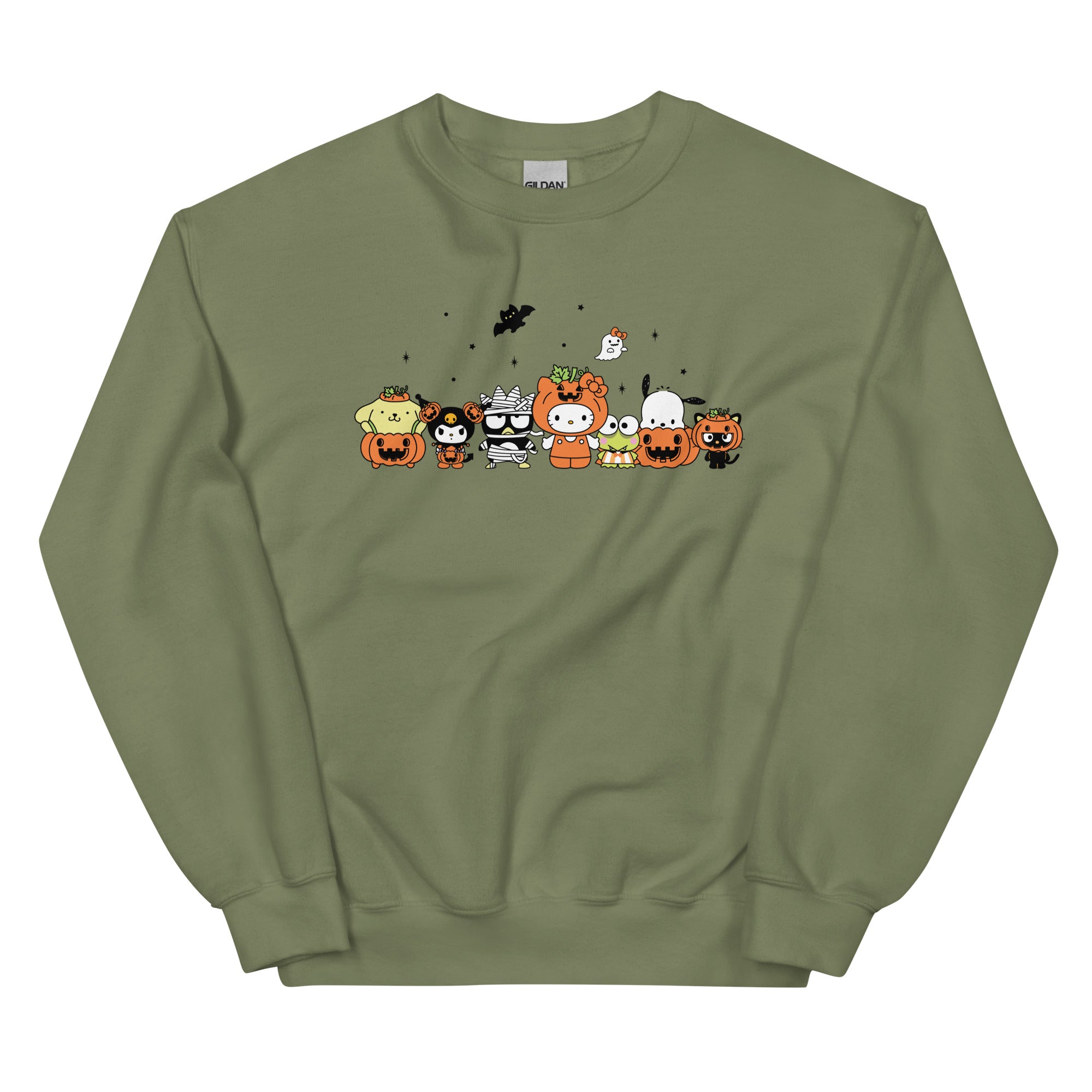 Front view of Hello Kitty pumpkin sweatshirt for Halloween. Front view of Hello Kitty pumpkin sweatshirt for Halloween.