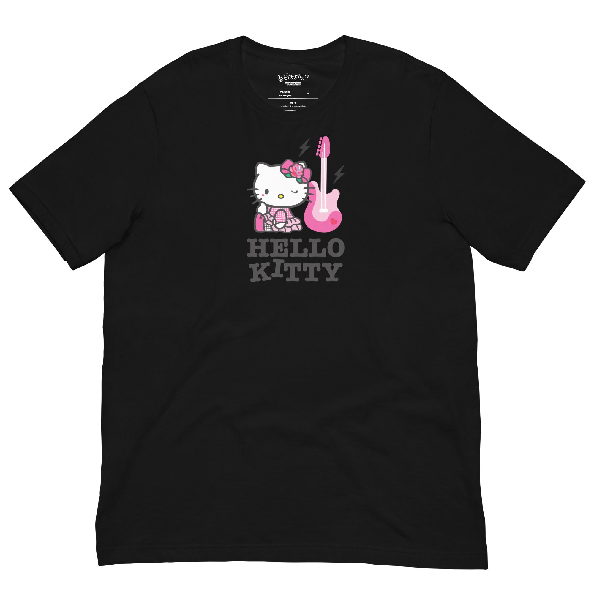 Close-up of Hello Kitty on the tee, highlighting the vibrant colors