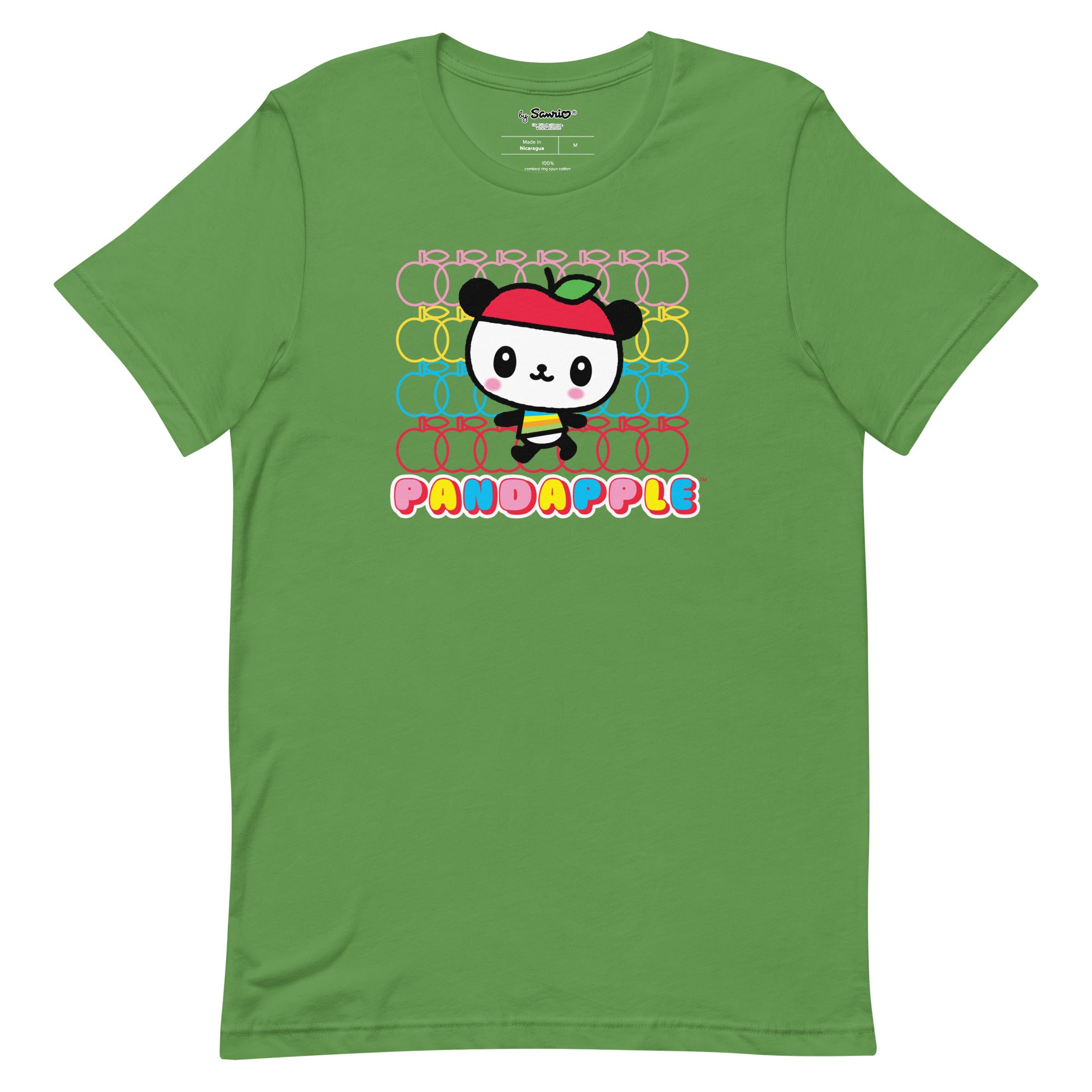 Pandapple panda t shirt front view, showing the cute design