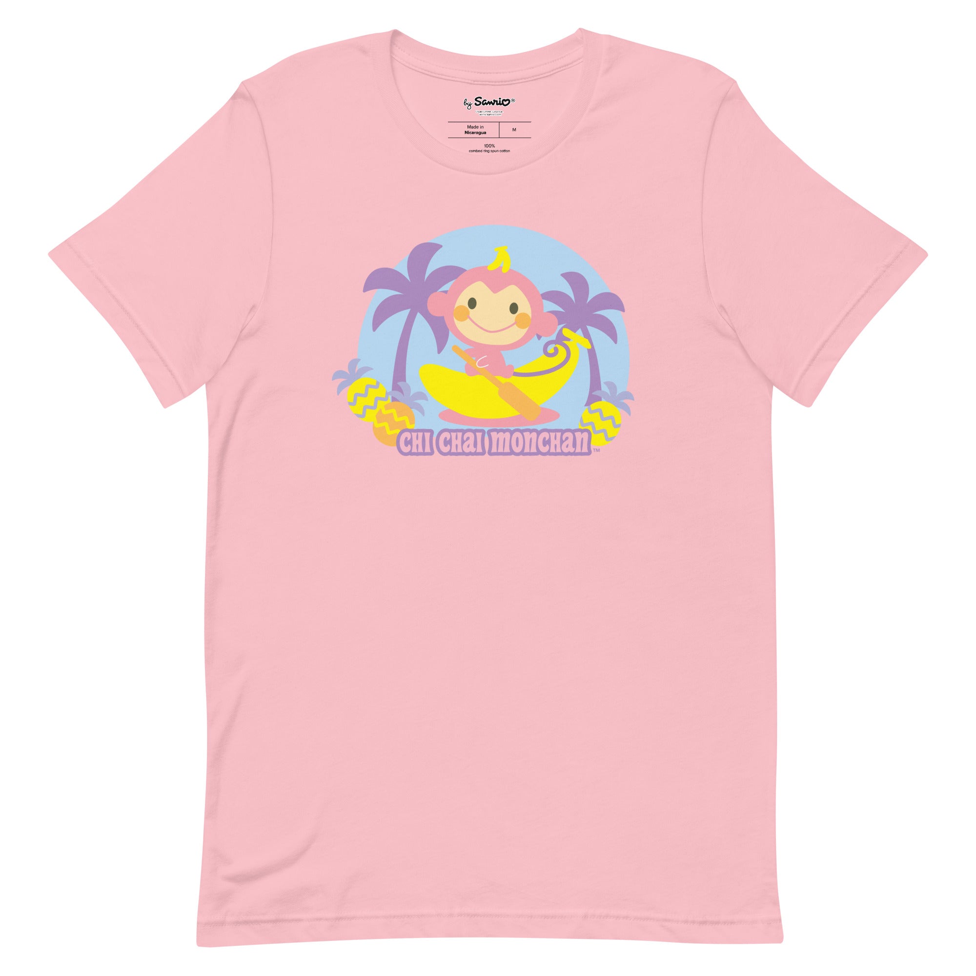 Front view of the cute monkey shirt with playful banana boat graphic for casual wear