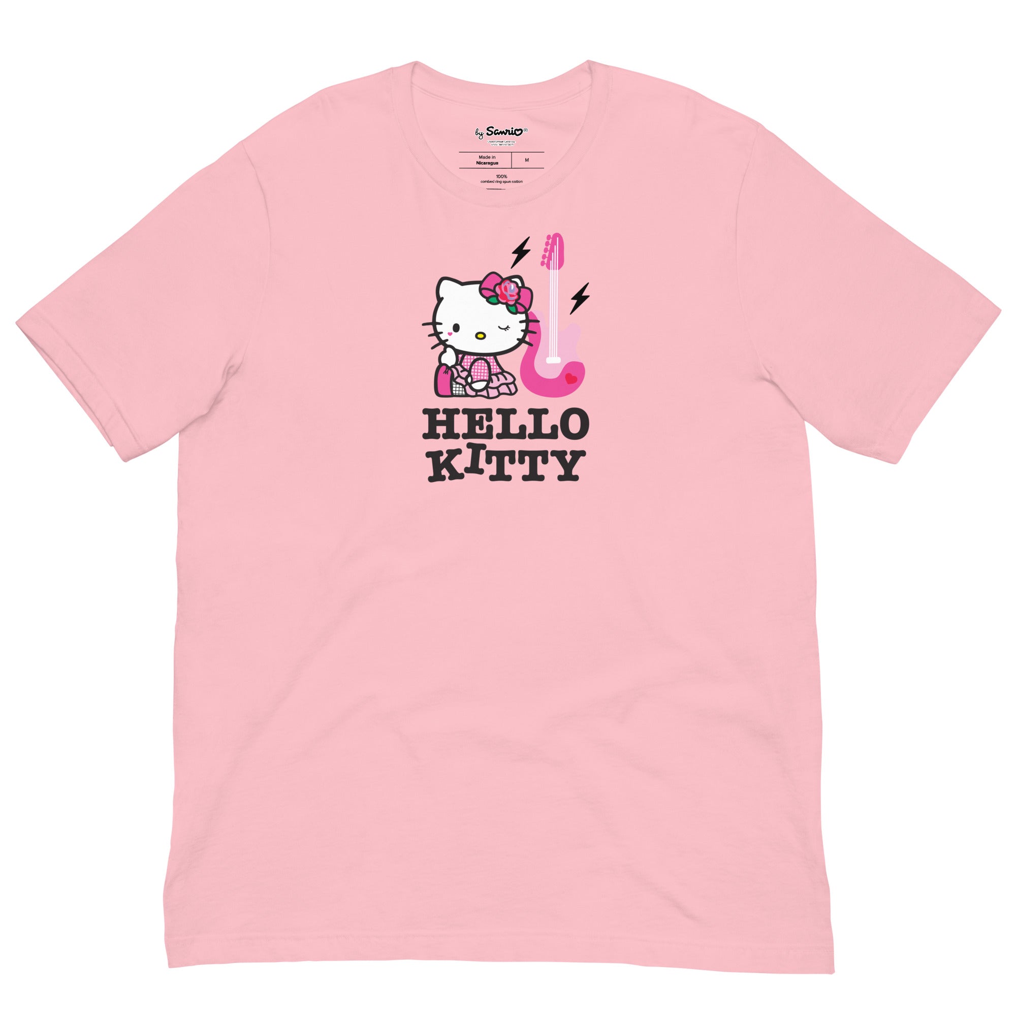 Front view of Hello Kitty Rock On graphic tee