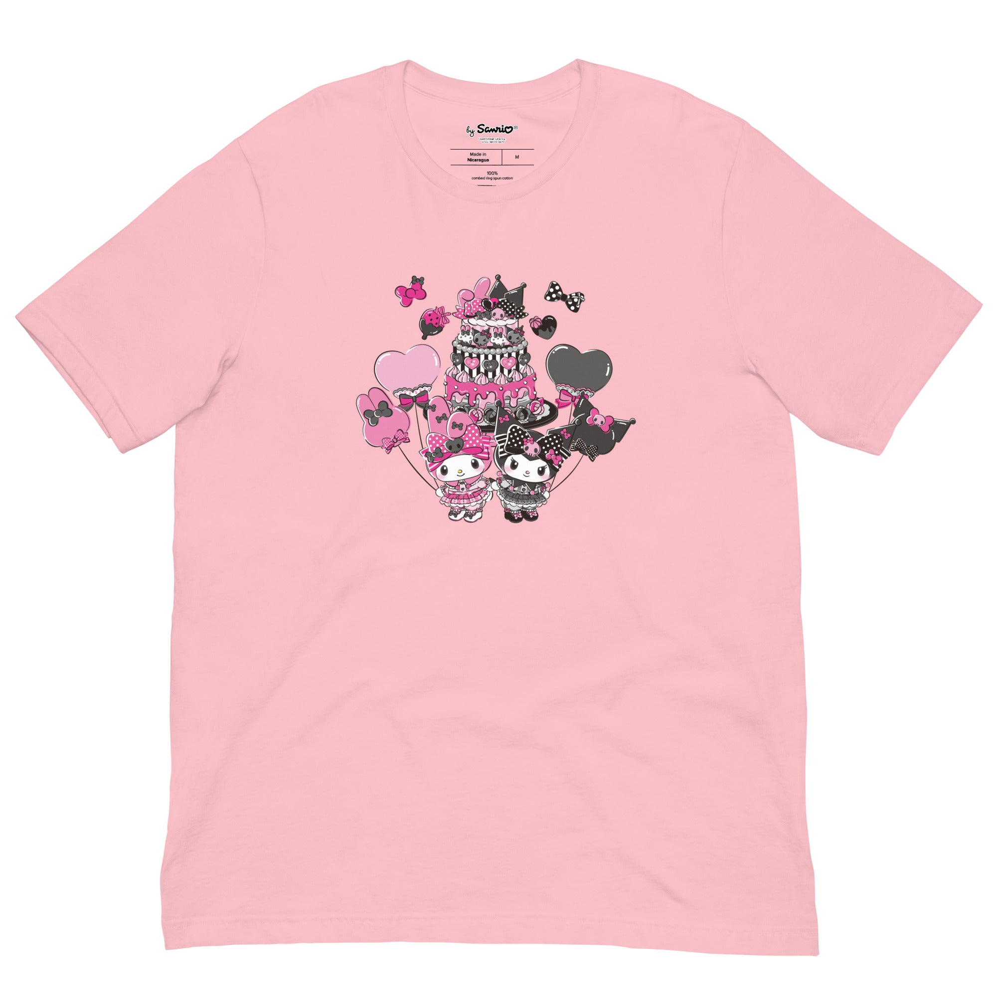 Close-up of the fabric texture and detailed print on the My Melody t-shirt, ideal for casual wear