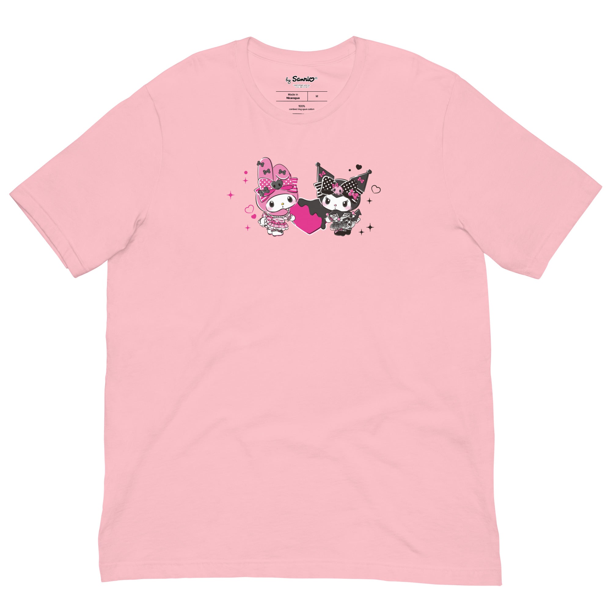Front view of My Melody & Kuromi Hearts Tee styled with denim — ideal for casual weekend wear