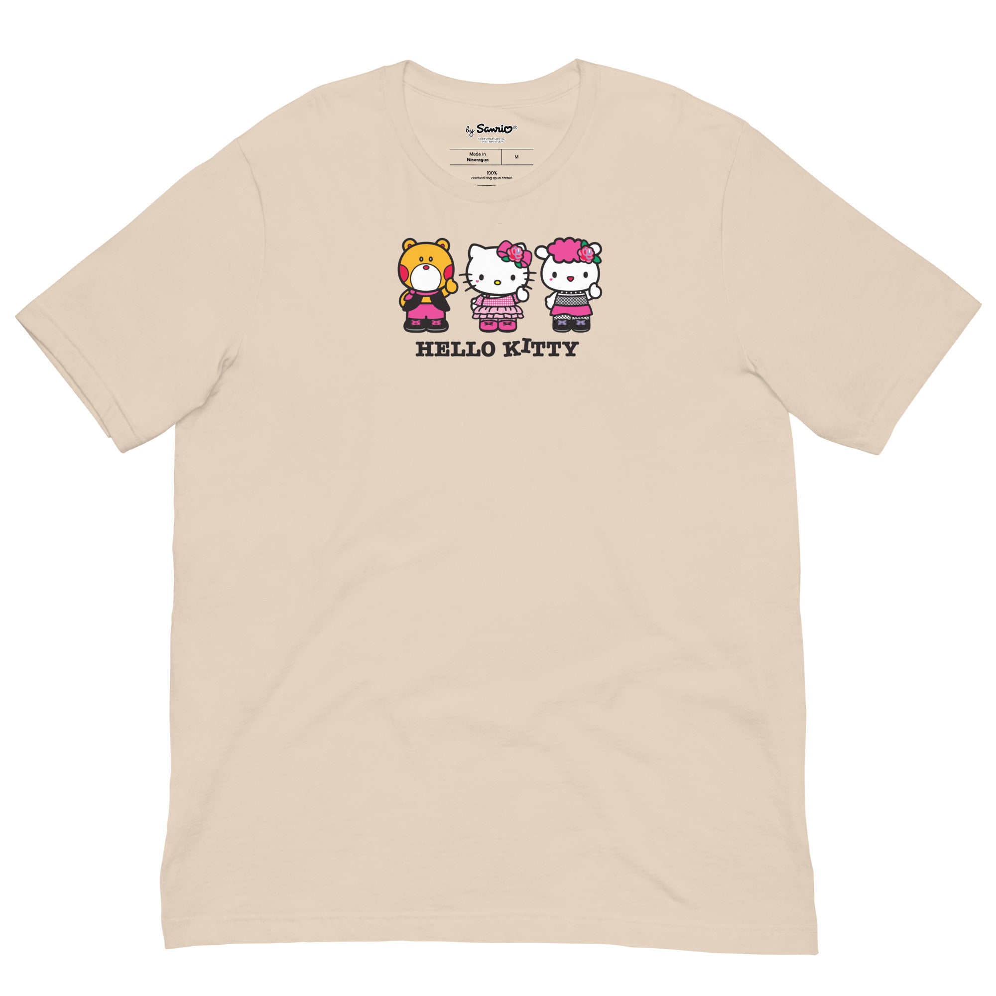 Close-up of fabric detail on Hello Kitty birthday shirt.