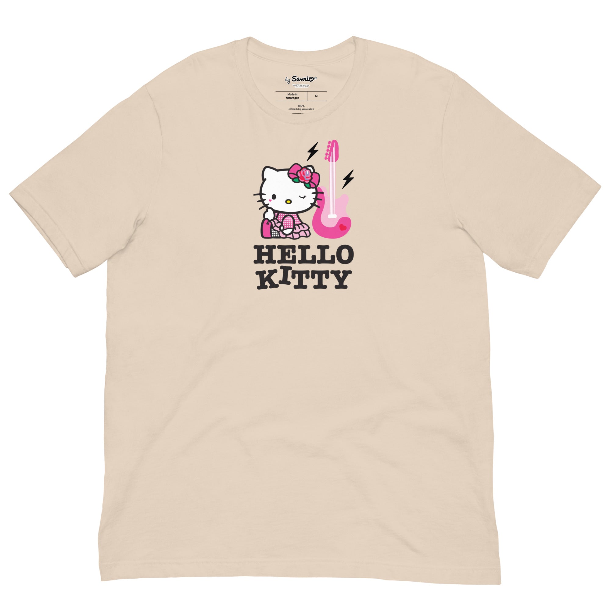 Close-up of Hello Kitty on the tee, highlighting the vibrant colors