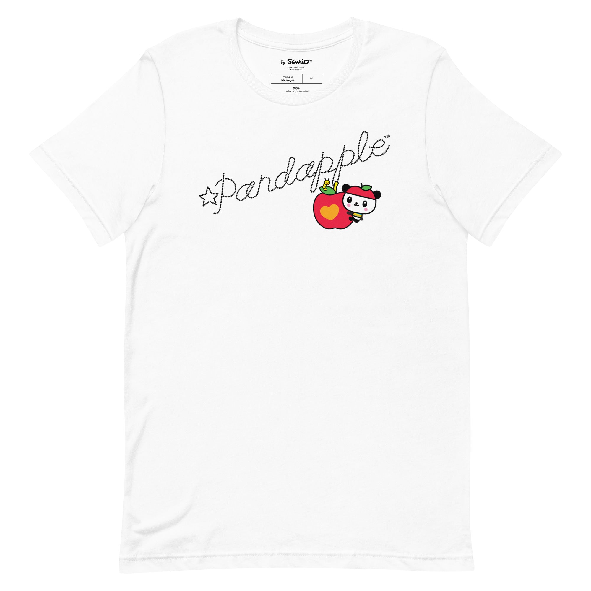 Front view of the Pandapple Dotted Signature Tee featuring panda with apple hat