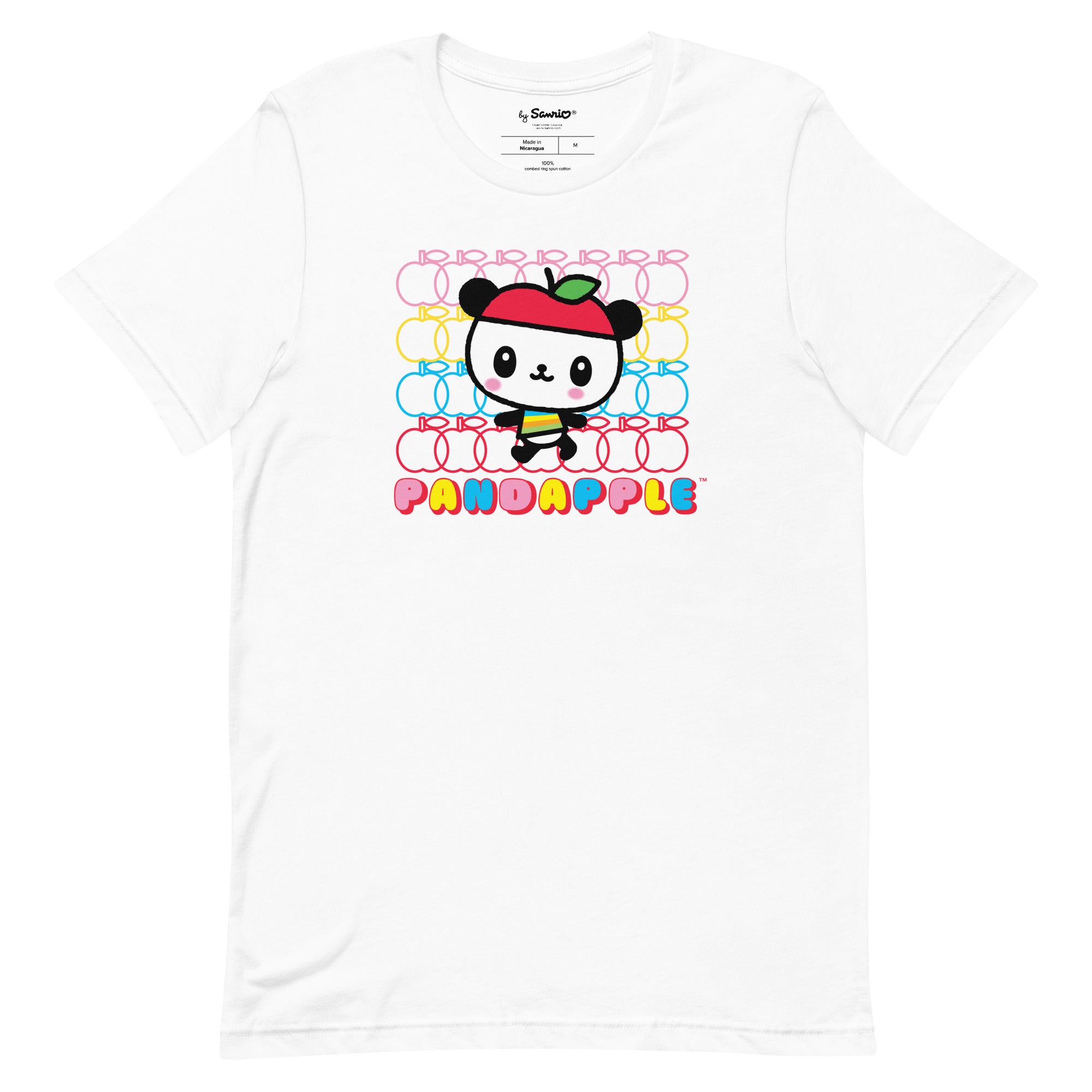 Pandapple panda t shirt front view, showing the cute design
