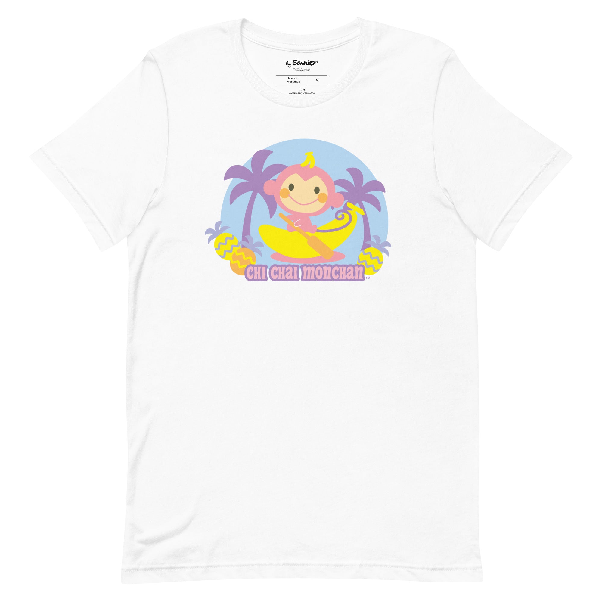 Front view of the cute monkey shirt with playful banana boat graphic for casual wear