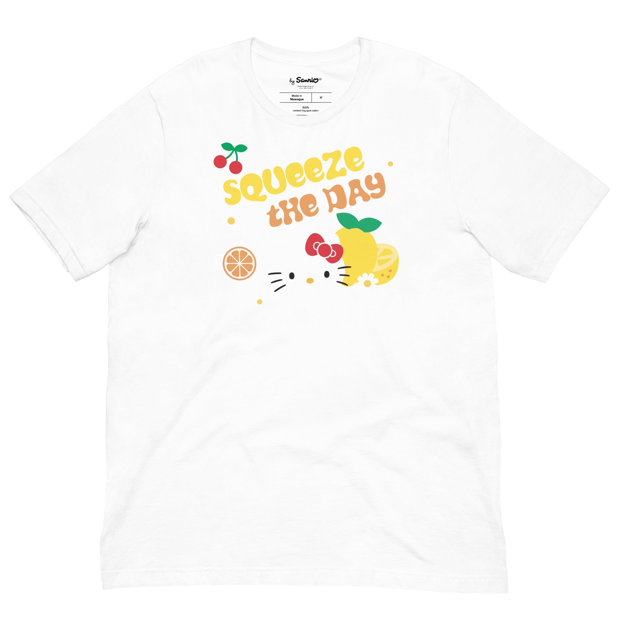 Close-up of the Hello Kitty design on the graphic tee.