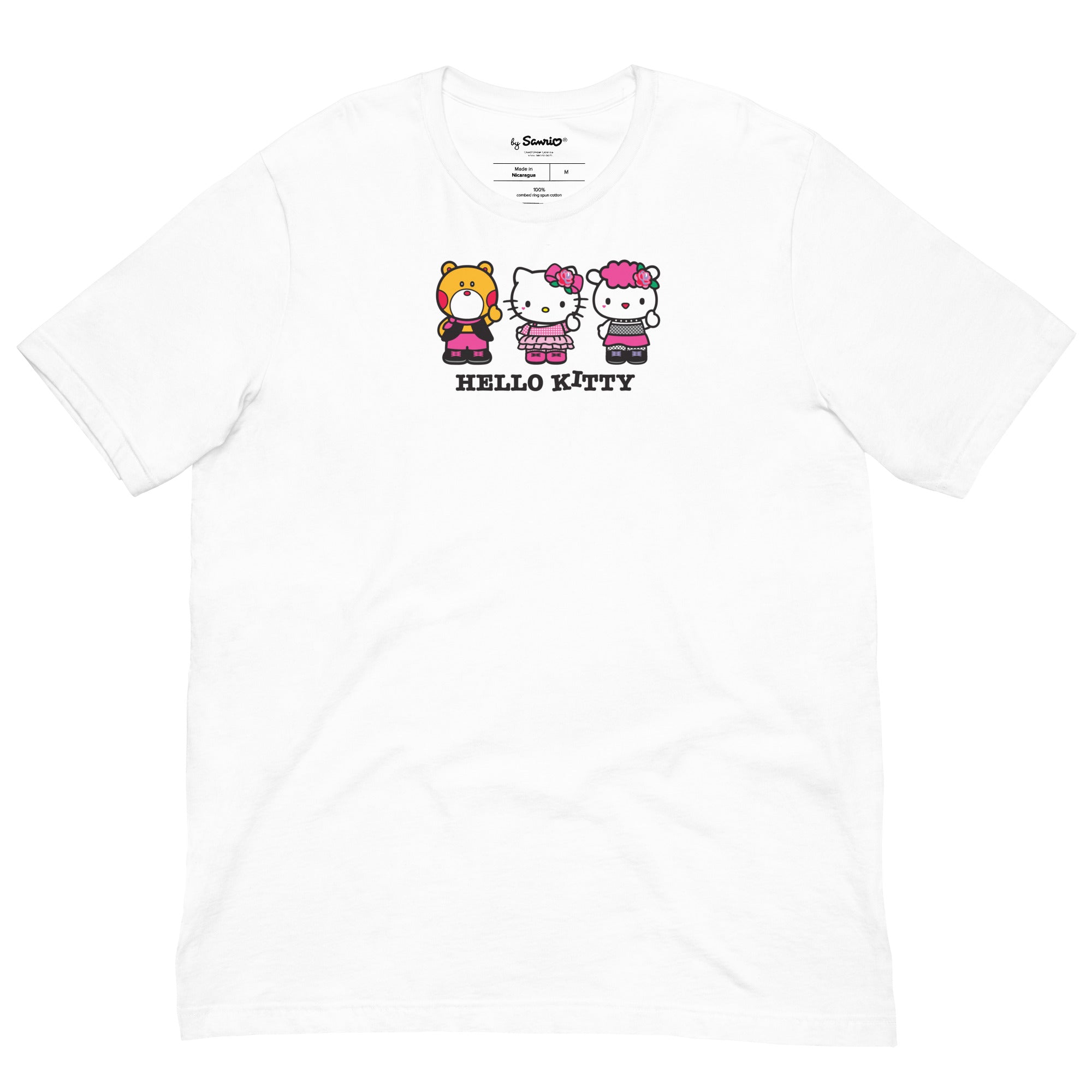 Front view of Hello Kitty Rock Star T-Shirt on model outdoors.