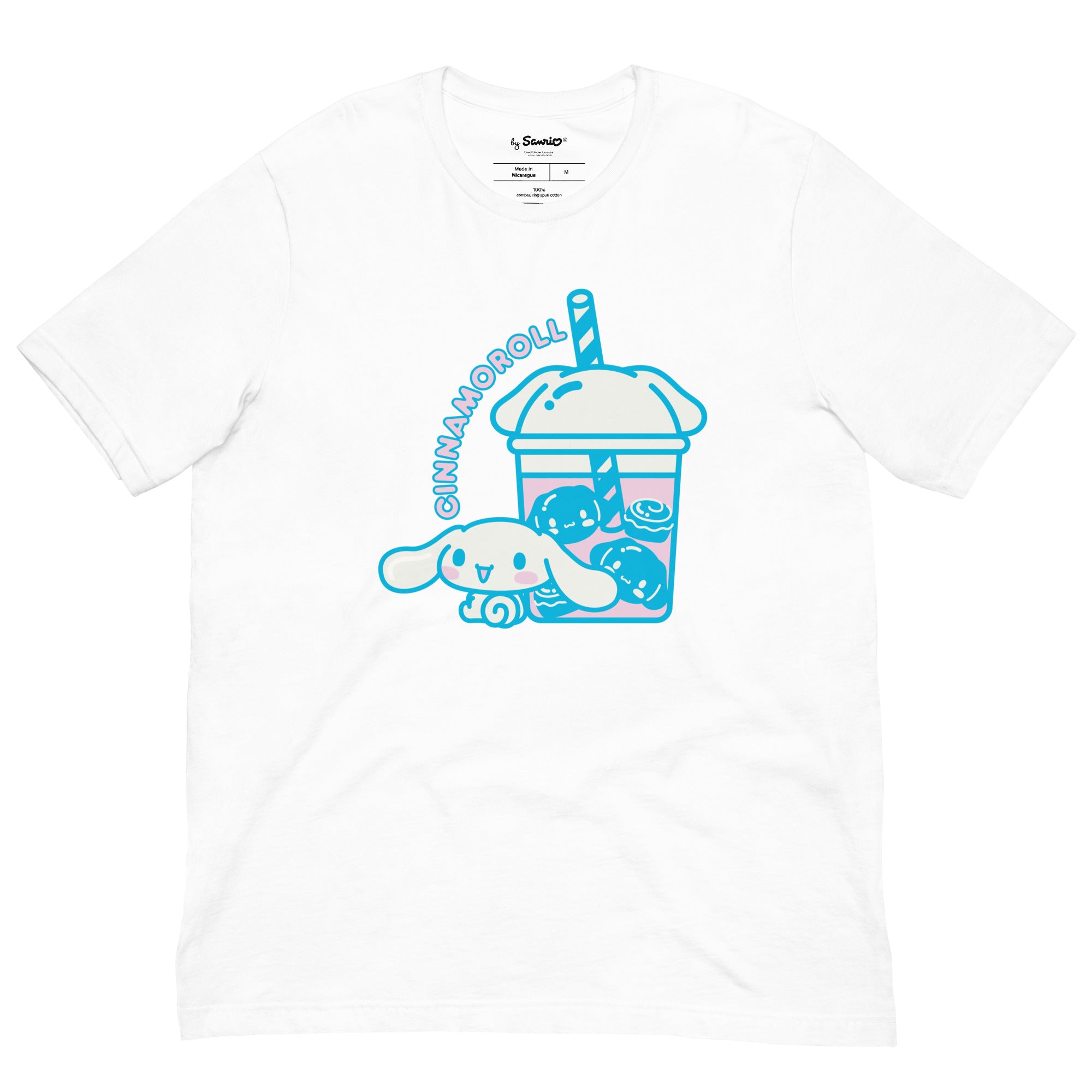 Cinnamoroll bubble tea tee being worn, highlighting its softness and fit