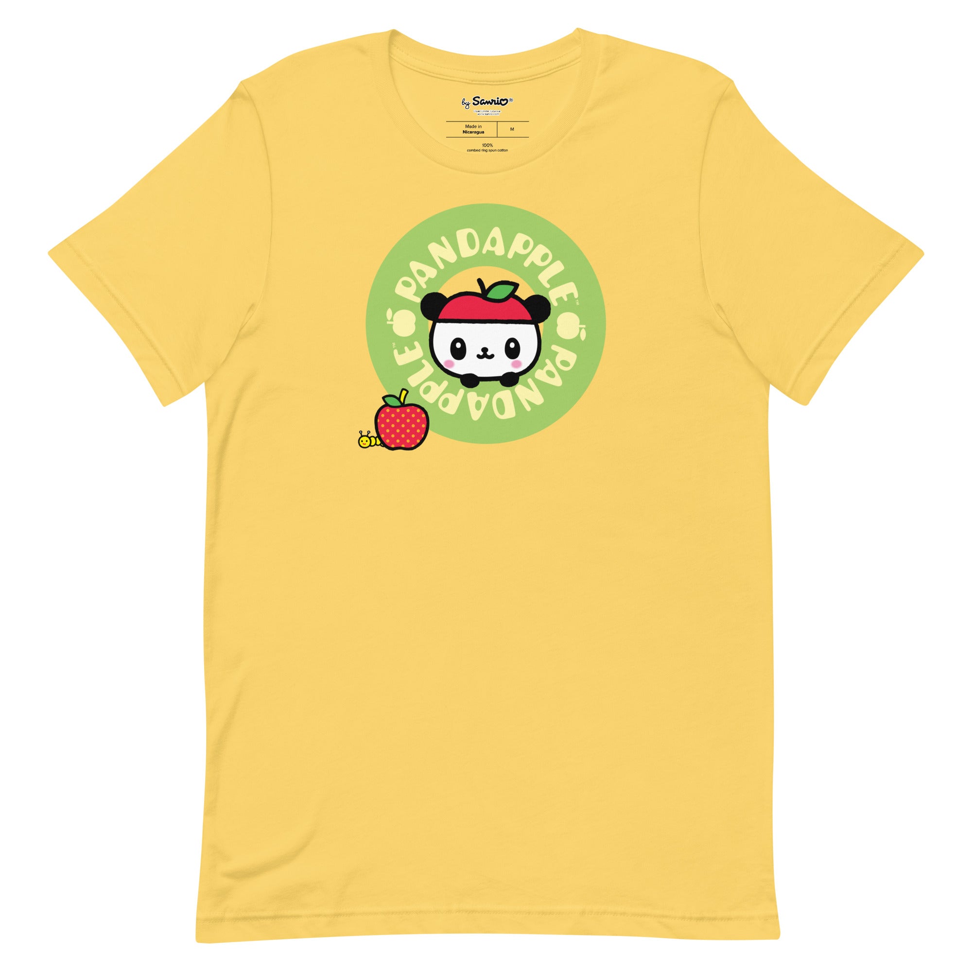 Front view of the Pandapple tee showing the panda on t shirt with apple logo