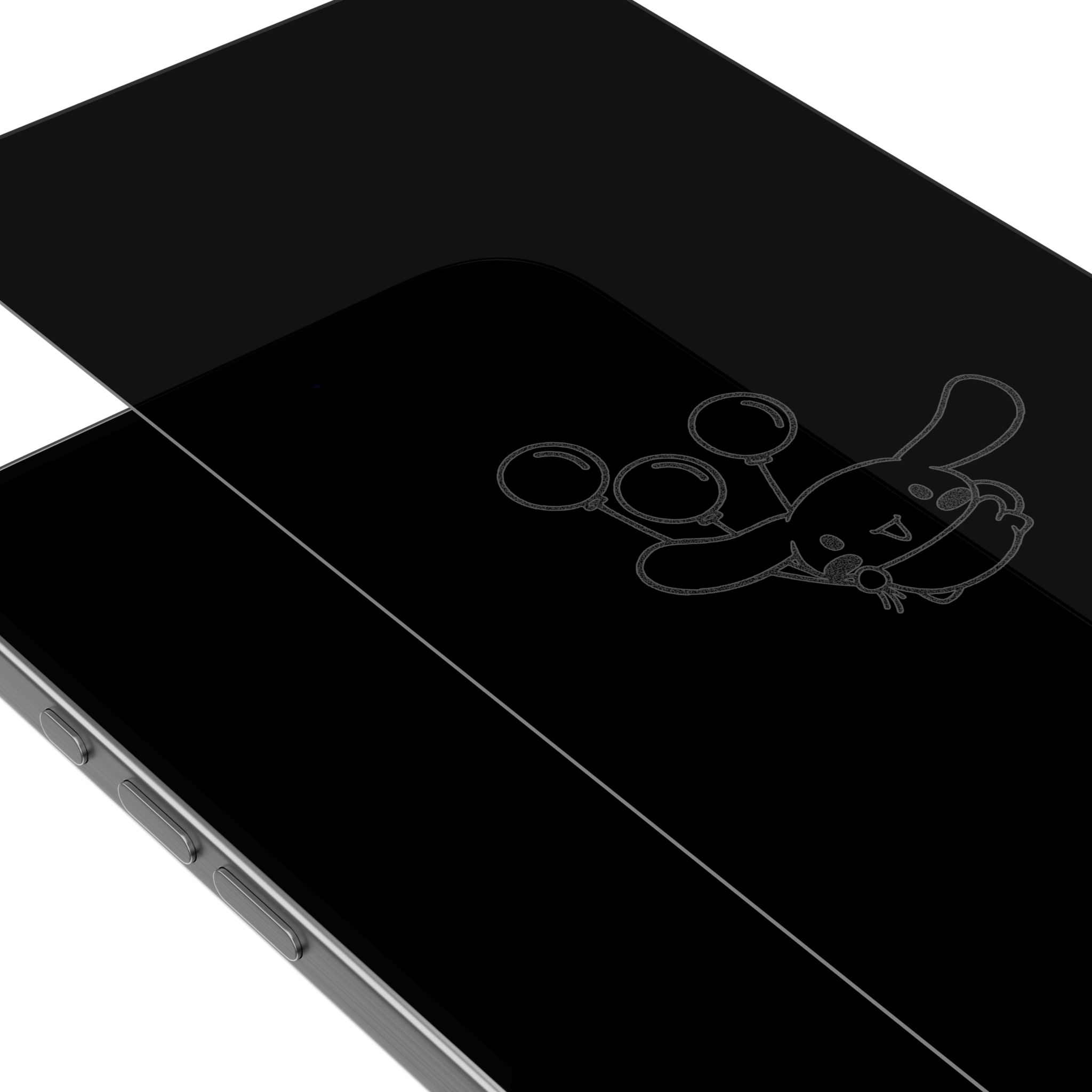 Close-up of tempered glass protector edge with alignment tray