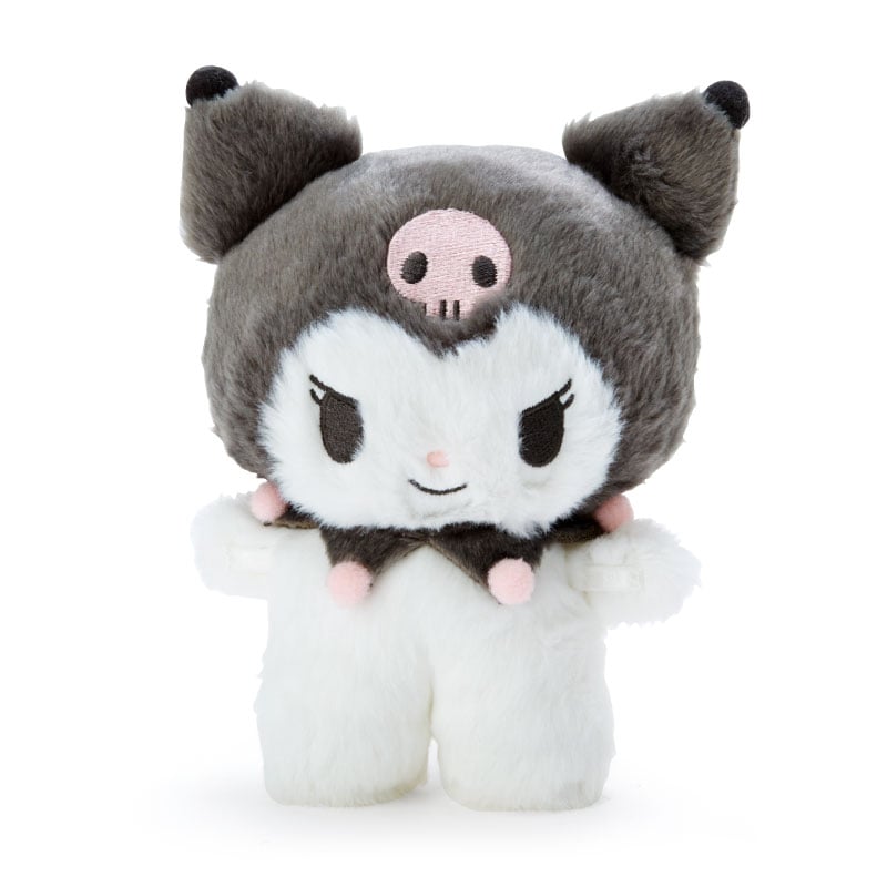 Close-up of Mocha Sanrio Plush with magnetic feet connected to its base.