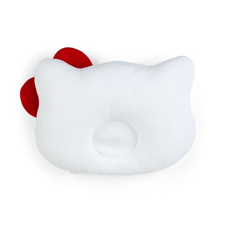 Front view of Hello Kitty baby pillow showing embroidered character details