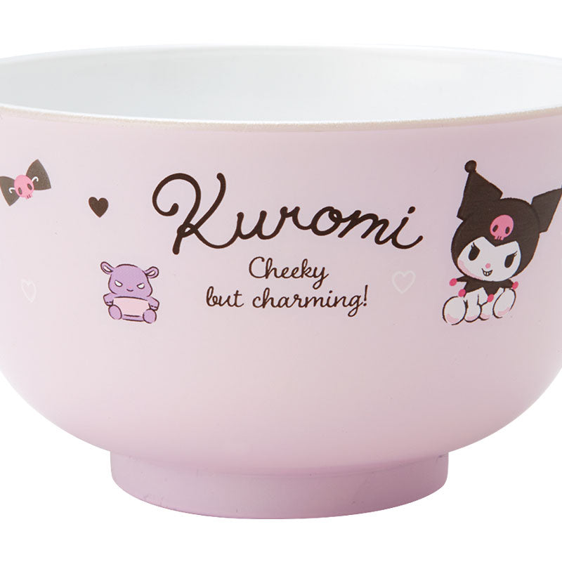 Close-up of BPA-free plastic bowl featuring Kuromi, great for daily use