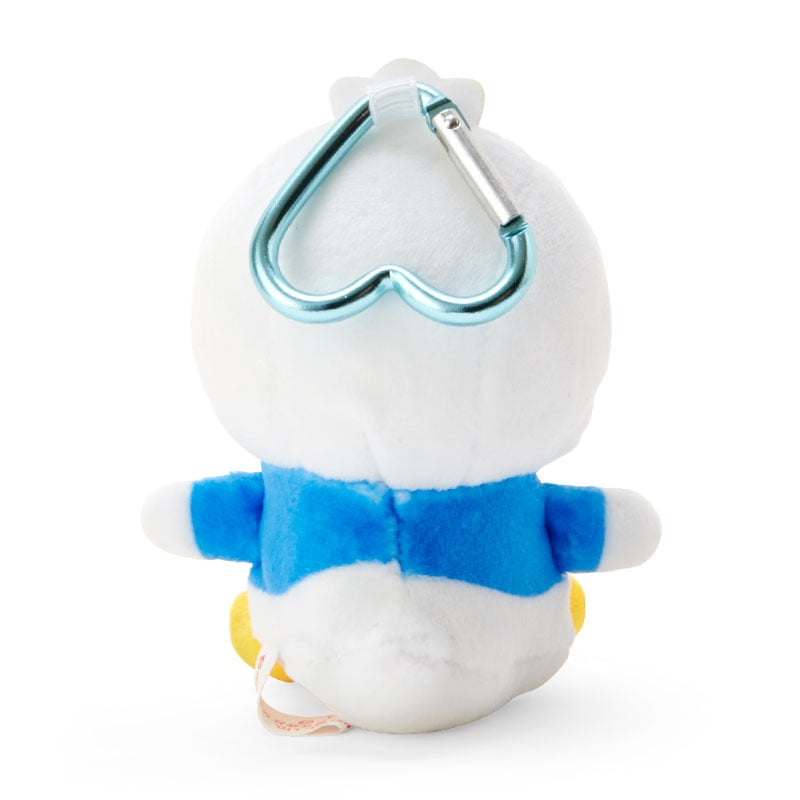 Side angle showing heart-shaped clip detail on the plush keychain mascot