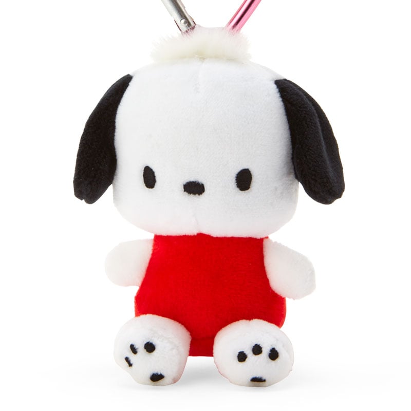 Cute plush keychain featuring Pochacco mascot with vibrant colors
