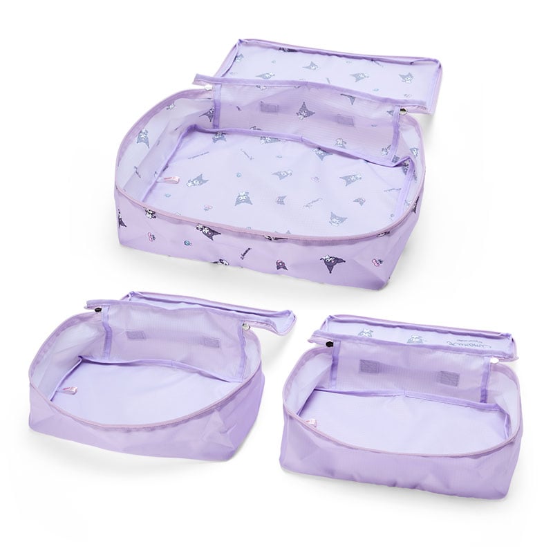Using Kuromi packing cubes for travel organization