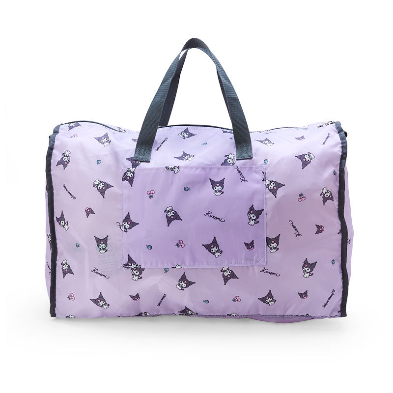 Kuromi weekender bag unfolded, showing its full size and design.