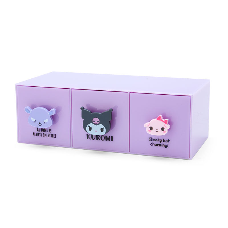 Kuromi Stacking Container upright on a desk, storing pens and makeup brushes.