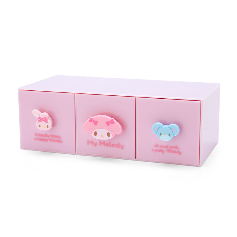 My Melody stacking container displayed vertically on a desk