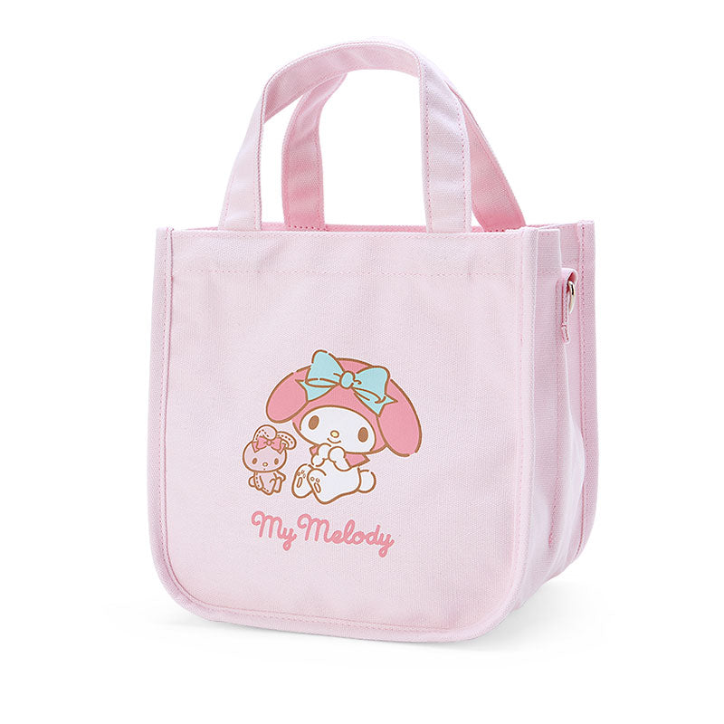 Interior of the My Melody Cotton Convertible Mini Tote Bag showing zippered pocket