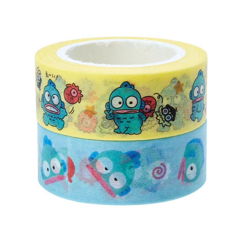 Close-up of the Sanrio character design on blue washi tape