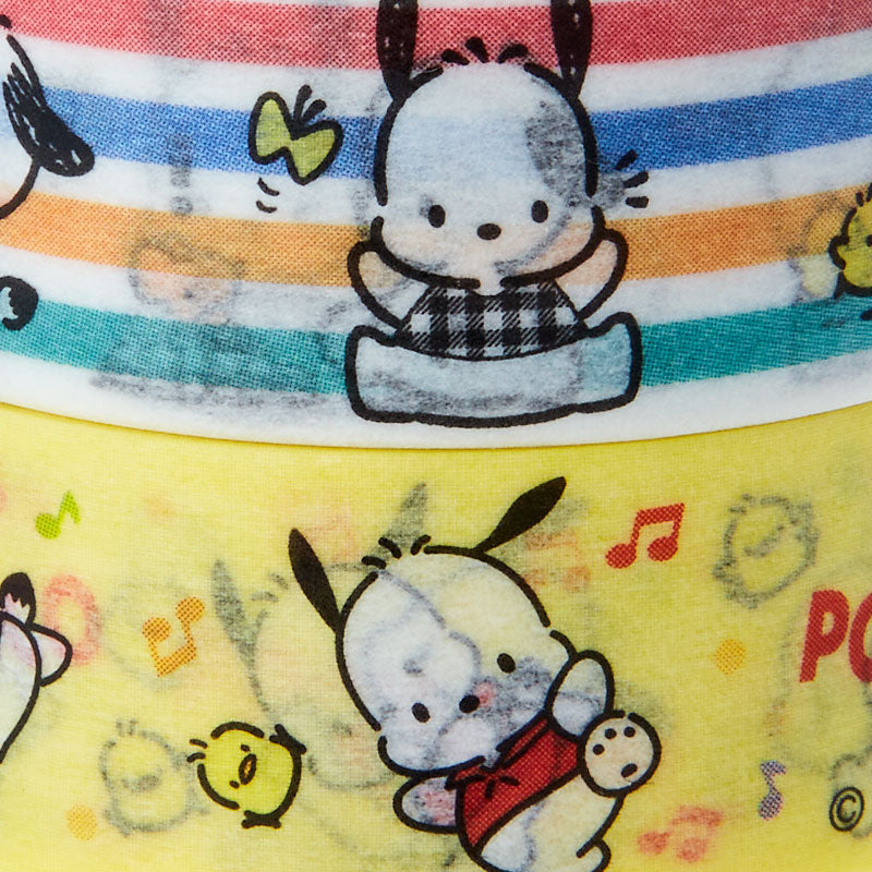 Close-up of Pochacco character design on tape