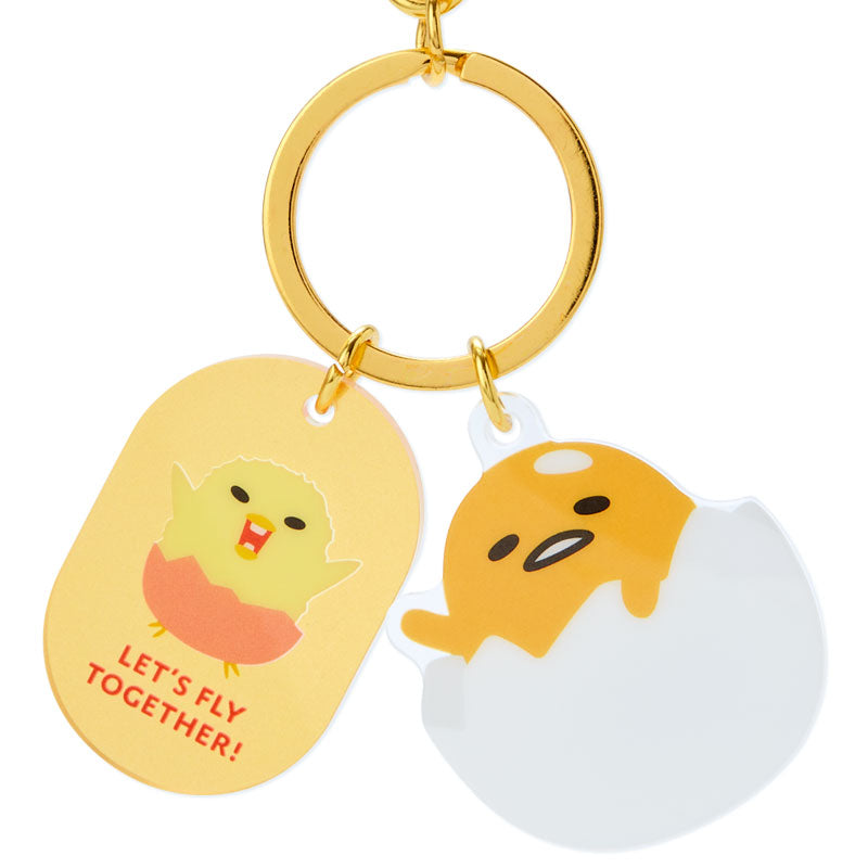 Gudetama charm attached to a tote bag as a playful accessory