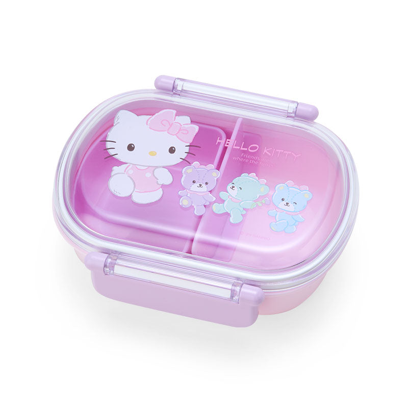 Hello Kitty lunch box with clear dome lid and divider, ideal for kids' school meals