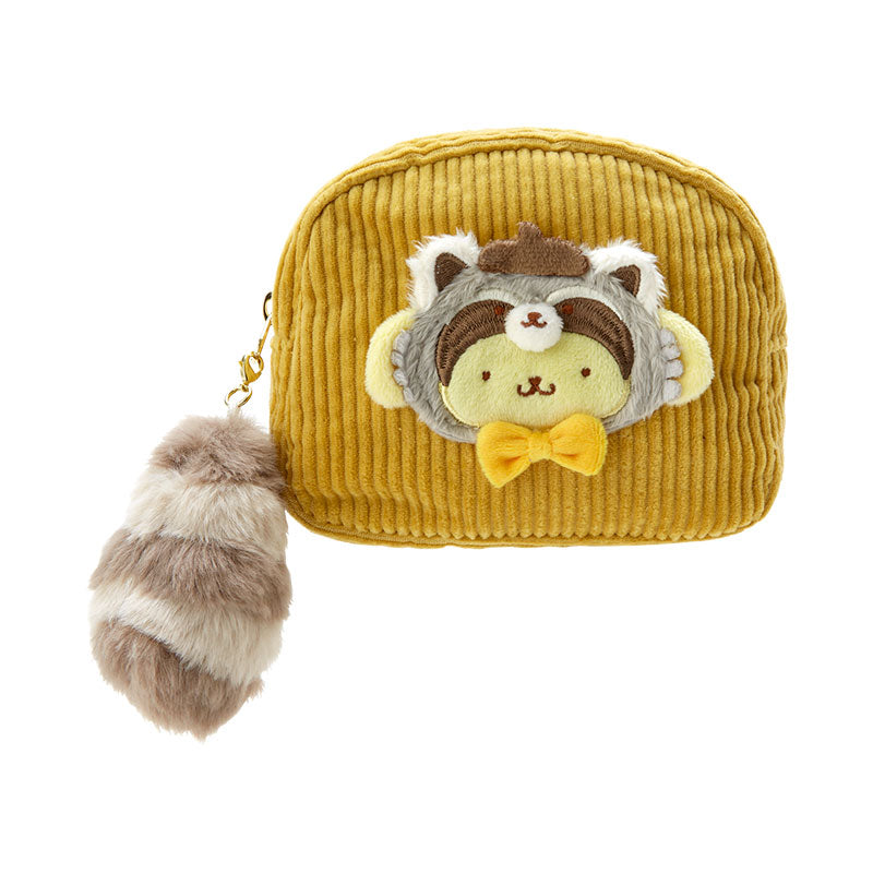Front view of the Forest Friends zipper pouch with charm, showcasing its cute design.