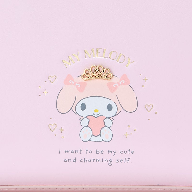 Cute travel cosmetic bags featuring Sanrio characters and dainty tiara series design.