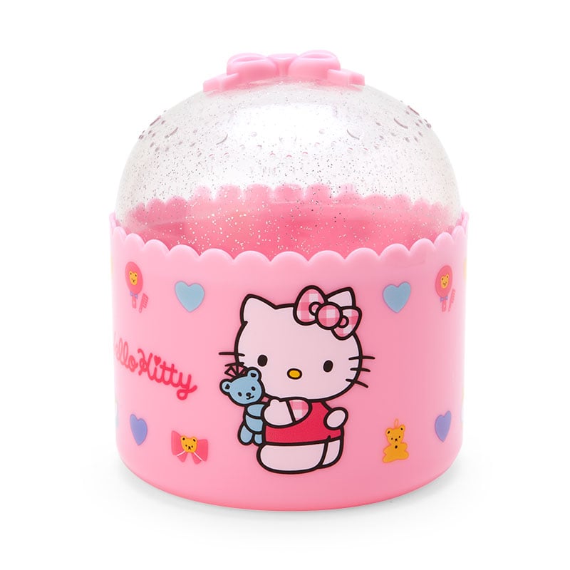 Kawaii Hello Kitty storage box with glittery lid from a top angle.