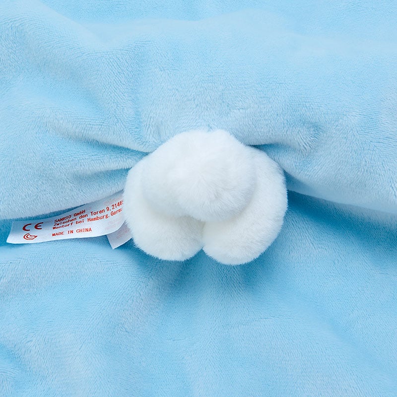 Cinnamoroll baby lovey with floral print accent and knotted ends, perfect for newborn comfort