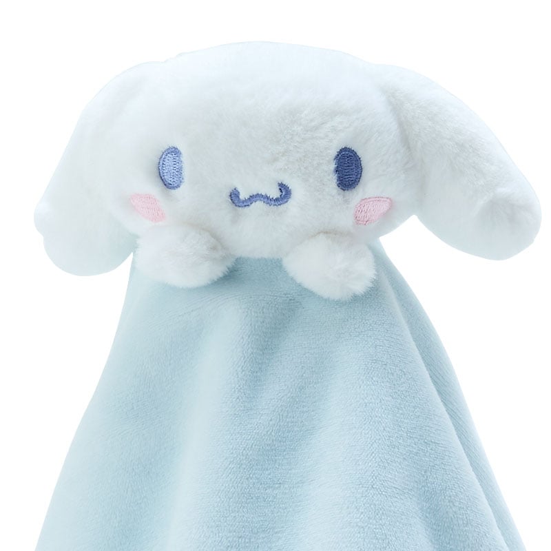 Cinnamoroll baby lovey with floral print accent and knotted ends, perfect for newborn comfort