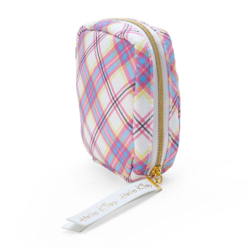 Sanrio Hello Kitty limited edition tartan print pouch, front view