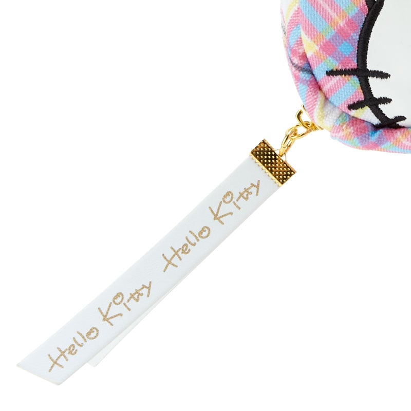 Hello Kitty tartan mini pouch with pink lining and zipper closure