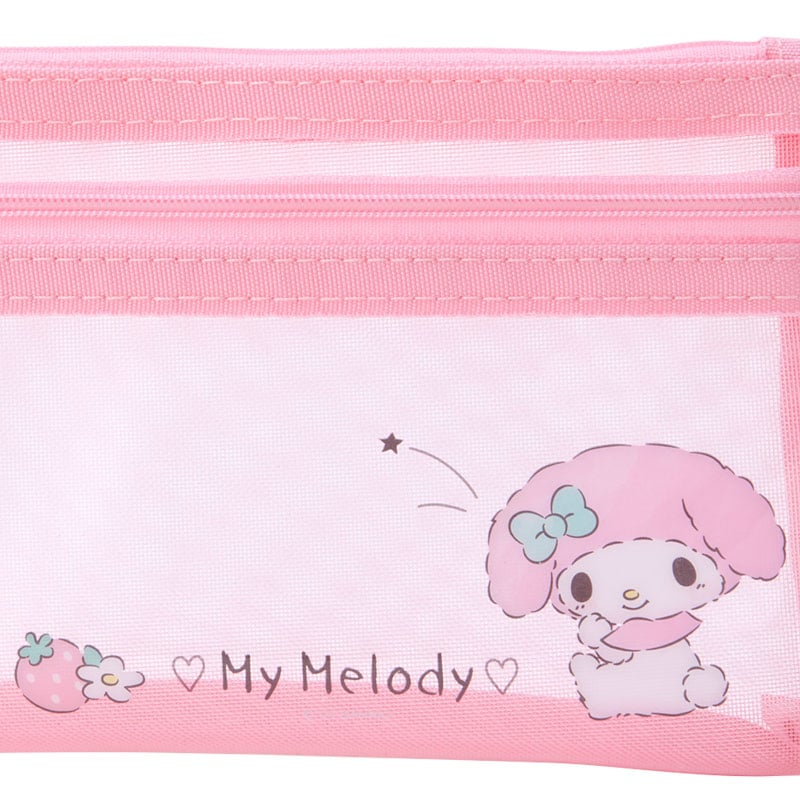 Open mesh pencil pouch filled with pens and pencils, ready for school or work