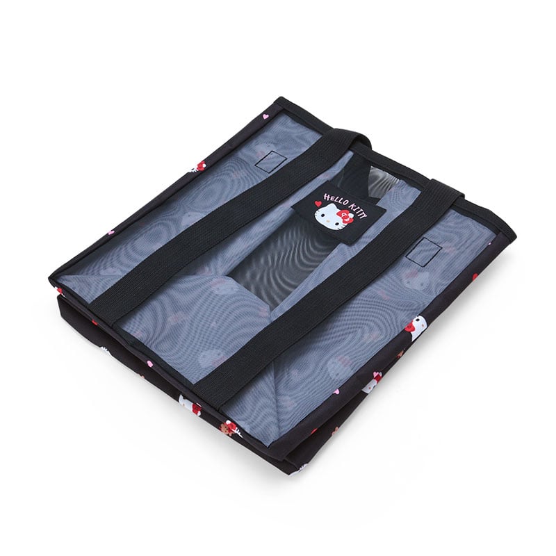 Foldable mesh storage bag featuring Hello Kitty print, easy to carry