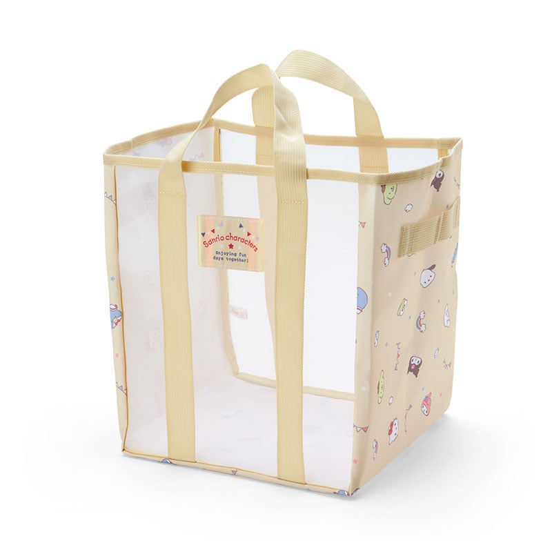Cute foldable mesh storage tote bag with Sanrio characters print and dual handles