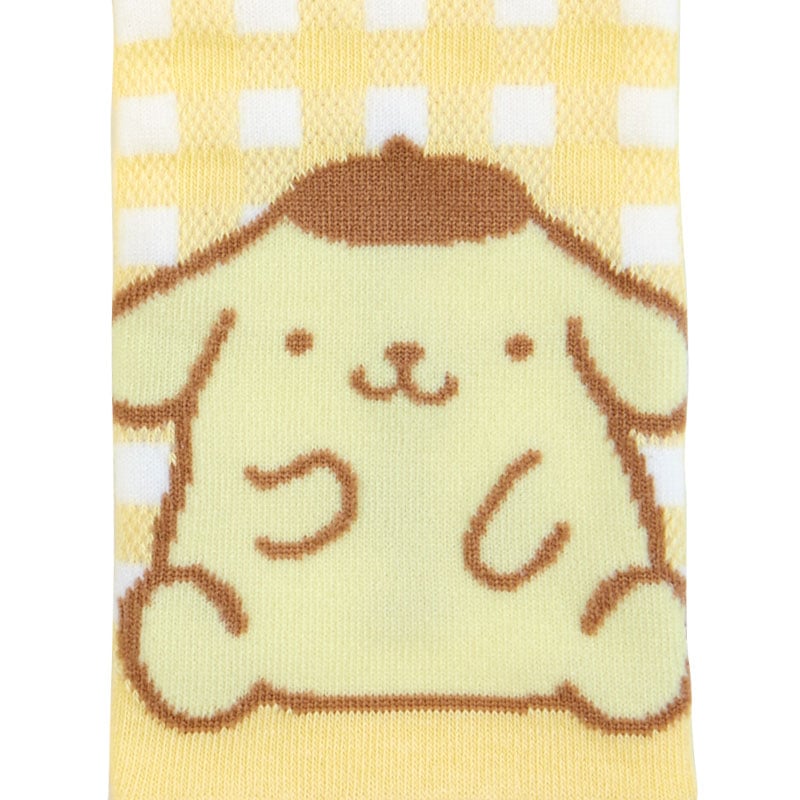 Pompompurin checkered ankle socks worn with casual outfit