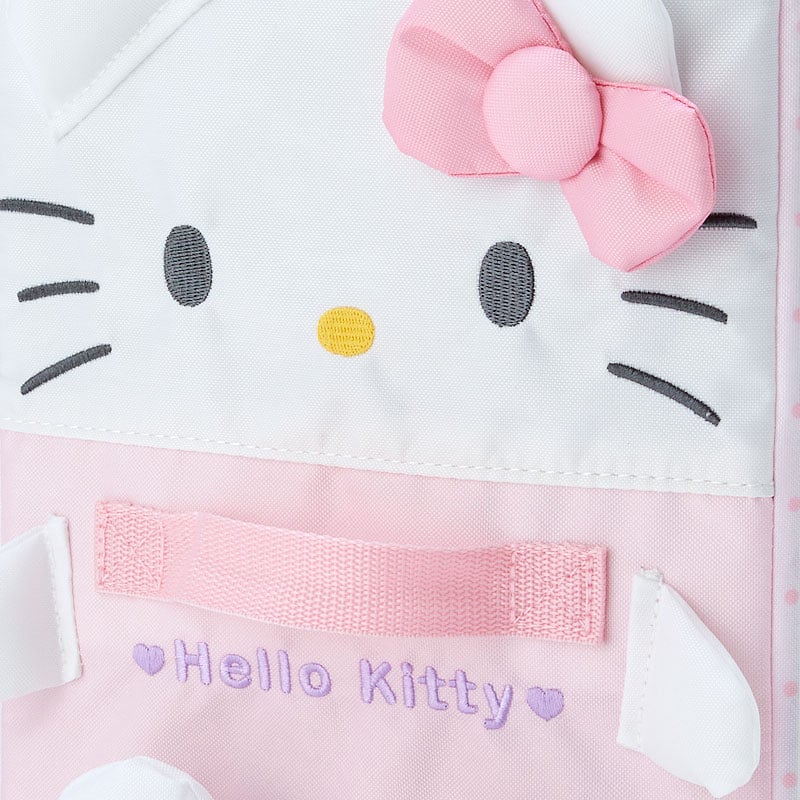 Hello Kitty foldable storage box with lid, closed and stacked with other cases