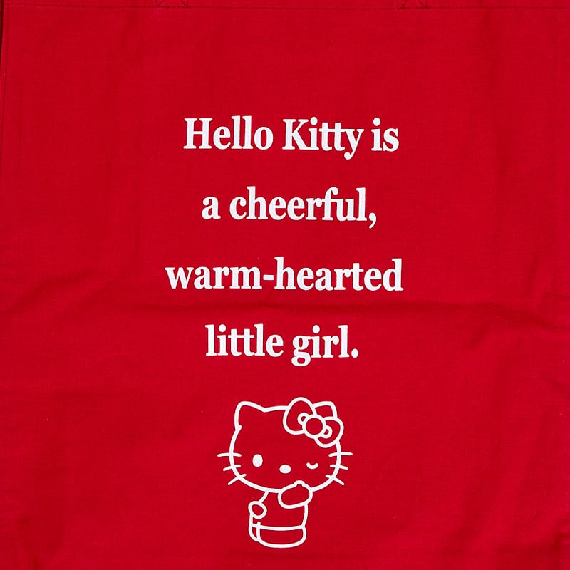 Side angle of tote bag sanrio showing gusset bottom and sturdy handles