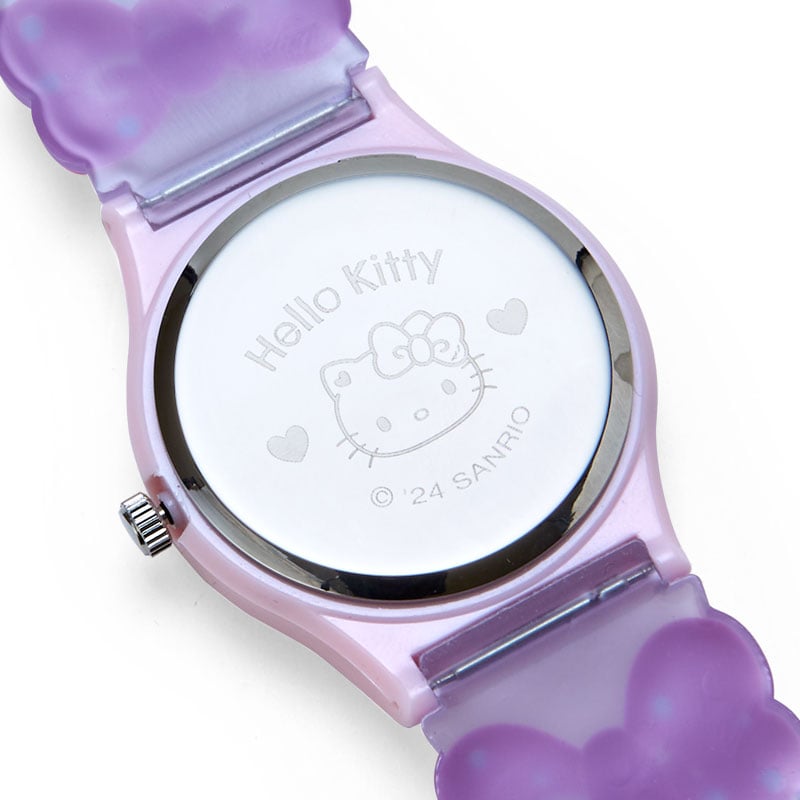 Back view of Hello Kitty jelly watch showing character motif
