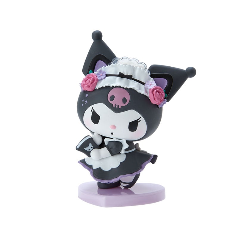 Kuromi mini figurine in decorative box on a desk