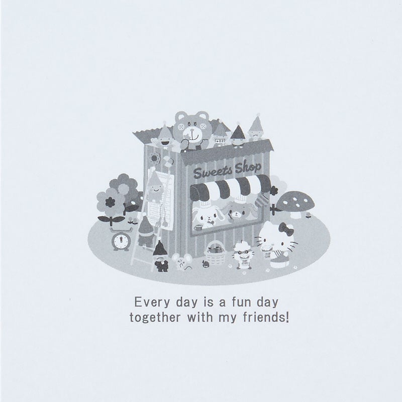 Open Sanrio notebook showing ruled pages for notes and lists